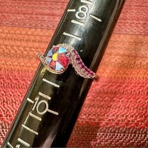 Fragrant Jewels Silver Ring with Pink and Iridescent Crystal